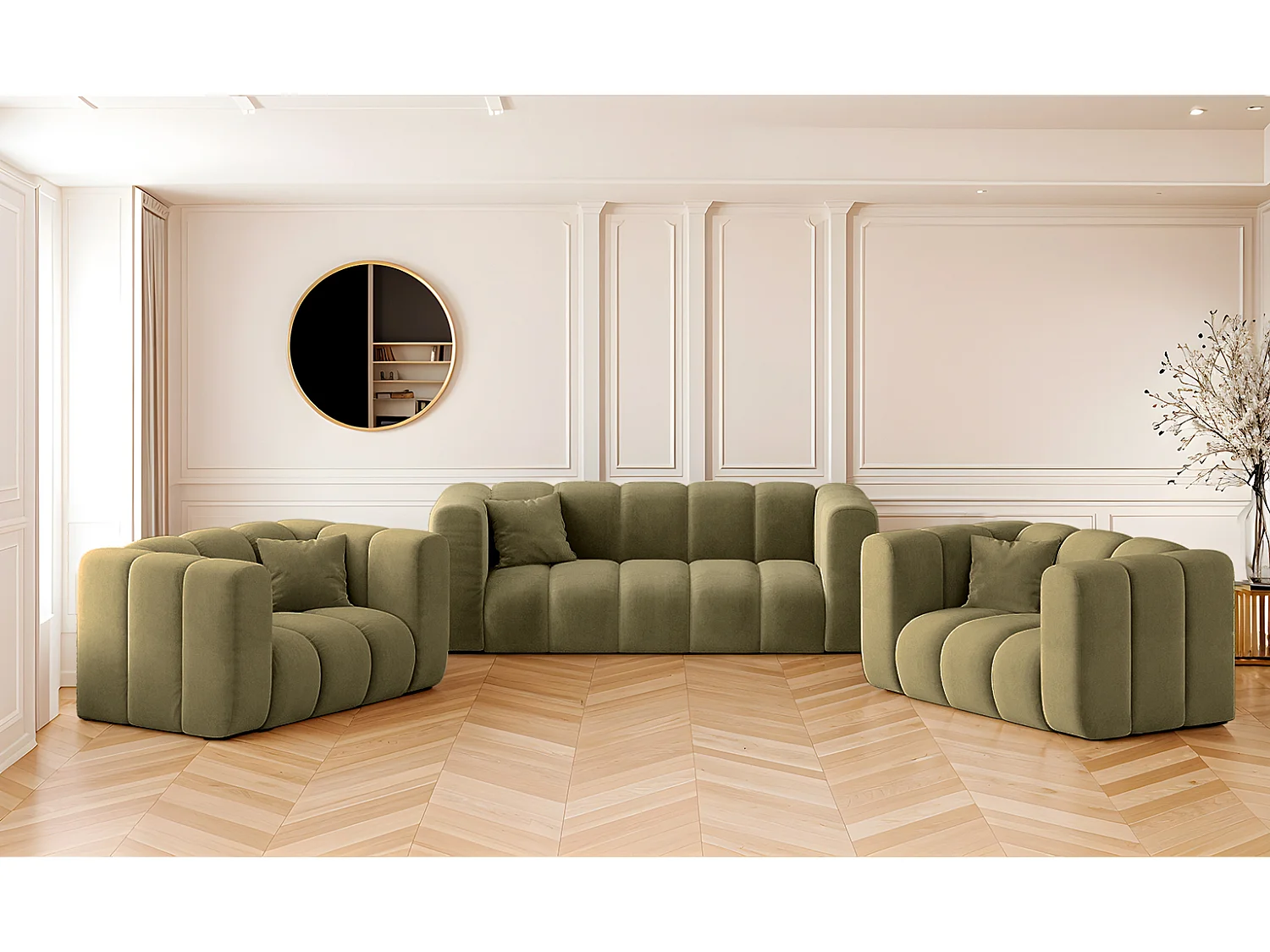 Bankstel 2+1+1 bankstel serie Grand stilvol, stof Salvador Olive