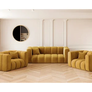 Bankstel 2+1+1 bankstel serie Grand stilvol, stof Salvador Geel Bankstel 2+1+1 bankstel serie Grand stilvol, stof Salvador Geel