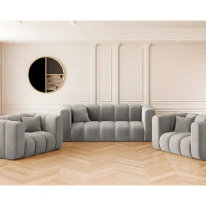 Bankstel 2+1+1 bankstel serie Grand stilvol, stof Salvador Grey Bankstel 2+1+1 bankstel serie Grand stilvol, stof Salvador Grey