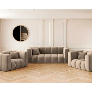 Bankstel 2+1+1 bankstel serie Grand stilvol, stof Salvador donkerbeige Bankstel 2+1+1 bankstel serie Grand stilvol, stof Salvador donkerbeige