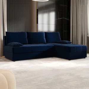 BEDANTE hoekbank MOS L Itaka 10 rechts donkerblauw met slaapfunctie L-vormige bank met opbergruimte BEDANTE hoekbank MOS L Itaka 10 rechts donkerblauw met slaapfunctie L-vormige bank met opbergruimte