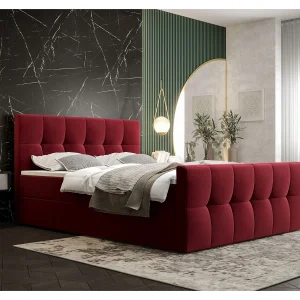 BEDANTE Boxspringbed MANHATTAN 160×200 Monolith 59 Rood Bed met opbergruimte Tweepersoonsbed Hotelbed Topper Matras Slaapkamer Opbergruimte BEDANTE Boxspringbed MANHATTAN 160×200 Monolith 59 Rood Bed met opbergruimte Tweepersoonsbed Hotelbed Topper Matras Slaapkamer Opbergruimte