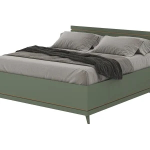 Bed NOKI – 180×200 cm groen en hout – Scandinavische stijl Bed NOKI – 180×200 cm groen en hout – Scandinavische stijl
