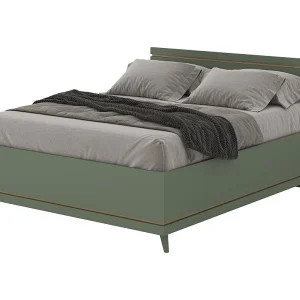 Bed NOKI – 160×200 cm groen en hout – Scandinavische stijl Bed NOKI – 160×200 cm groen en hout – Scandinavische stijl