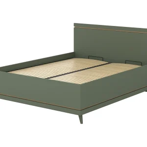 Bed + lattenbodem NOKI – 160×200 cm groen en hout – Scandinavische stijl Bed + lattenbodem NOKI – 160×200 cm groen en hout – Scandinavische stijl