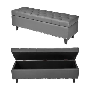 Bedbank Succebuy 1305 mm PU-Leren Opbergbank met Opbergruimte en Houten Poten, Gestoffeerde Bank, Ideaal voor Slaapkamer, Hal, Woonkamer, Eetkamer of Hal, Grijs Bedbank Succebuy 1305 mm PU-Leren Opbergbank met Opbergruimte en Houten Poten, Gestoffeerde Bank, Ideaal voor Slaapkamer, Hal, Woonkamer, Eetkamer of Hal, Grijs
