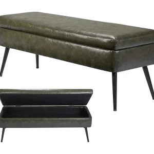 Bedbank Succebuy 120 cm PU-Leren Opbergbank met Opbergruimte en Metalen Poten, Moderne Bank voor Slaapkamer, Hal, Woonkamer, Eetkamer en Hal, Groen Bedbank Succebuy 120 cm PU-Leren Opbergbank met Opbergruimte en Metalen Poten, Moderne Bank voor Slaapkamer, Hal, Woonkamer, Eetkamer en Hal, Groen