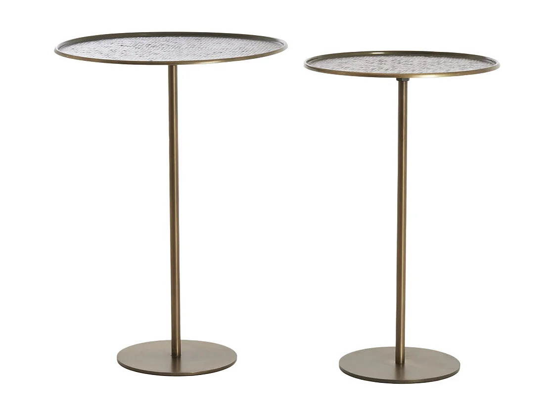 Bijzettafel LIA - Ø38x54 cm - Bruin - Set van 2