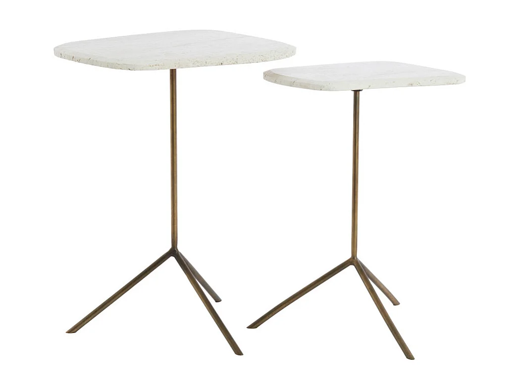 Bijzettafel GIA - Ø37.5x54 cm - Wit - Set van 2