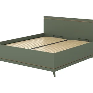 Bed met lattenbodem NOKI – 180×200 cm groen en hout – Scandinavische stijl Bed met lattenbodem NOKI – 180×200 cm groen en hout – Scandinavische stijl
