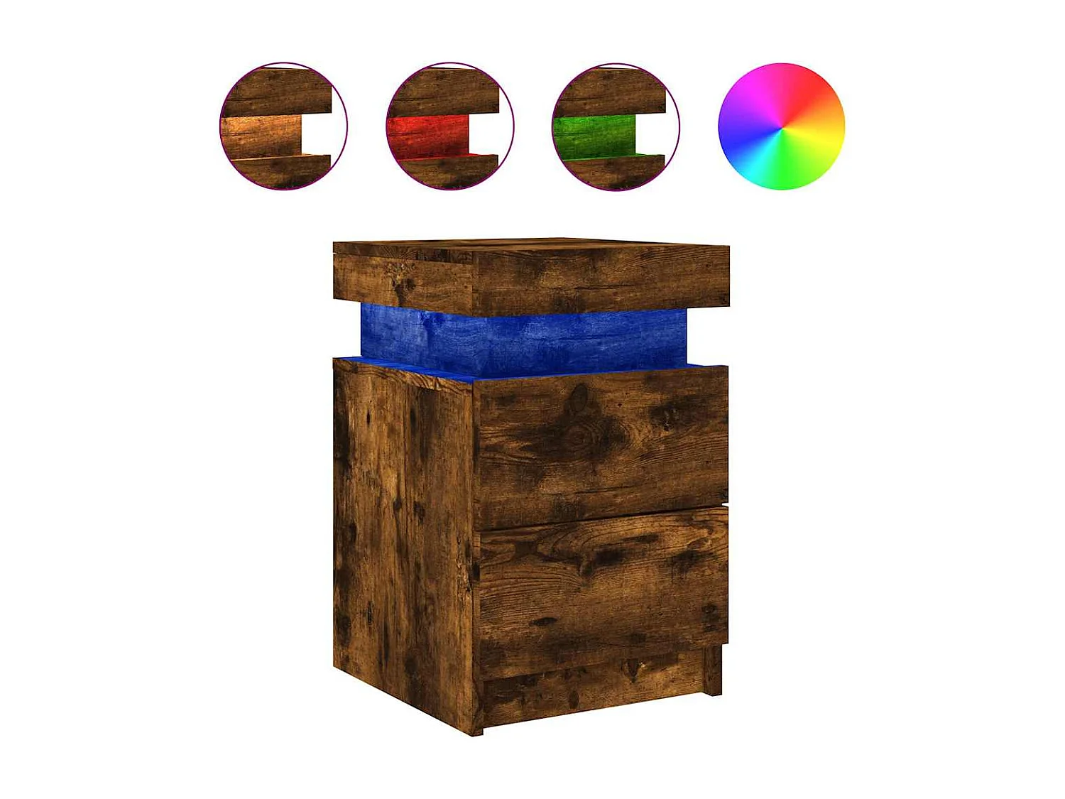 Barry John Nachtkastje met LED-verlichting 35x39x55 cm gerookt eikenkleur