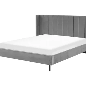 Bed fluweel grijs 180 x 200 cm VILLETTE Bed fluweel grijs 180 x 200 cm VILLETTE