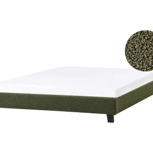 Bed zonder hoofdbord Bouclé ROANNE 160 x 200 cm Donkergroen
