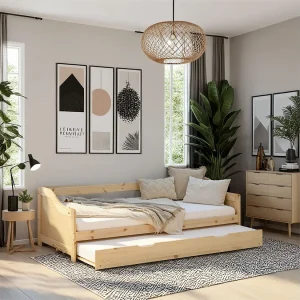 Bed 90×200 cm Natuurlijk