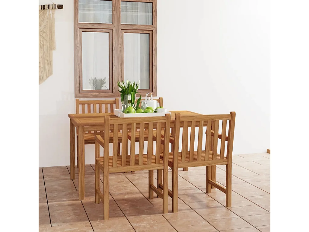 Birgit 5-delige tuinset 150x90 cm massief teakhout