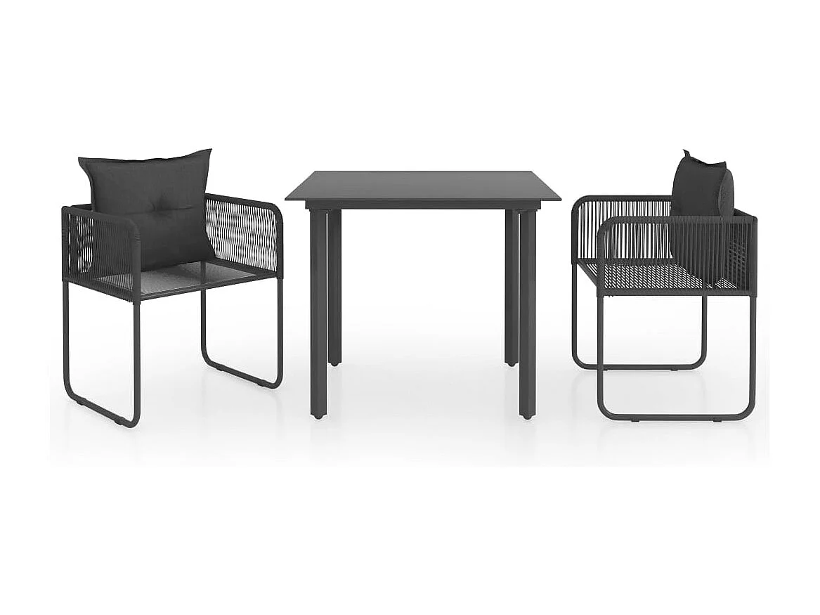Bjornir 3-delige Tuinset PVC-rattan zwart