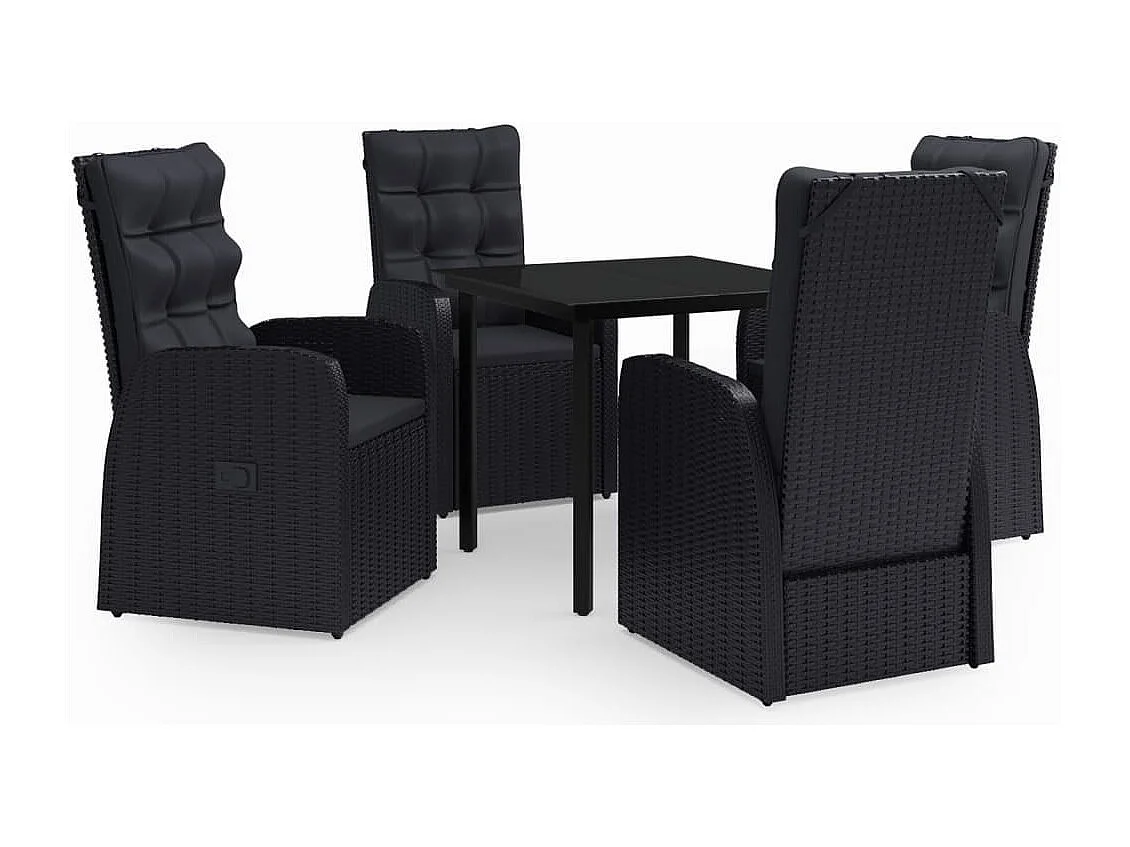 Batur 5-delige Tuinset met kussens zwart