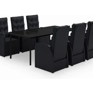 Batur 7-delige Tuinset met kussens zwart Batur 7-delige Tuinset met kussens zwart