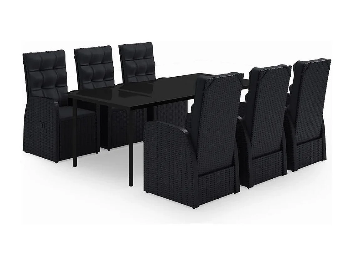 Batur 7-delige Tuinset met kussens zwart
