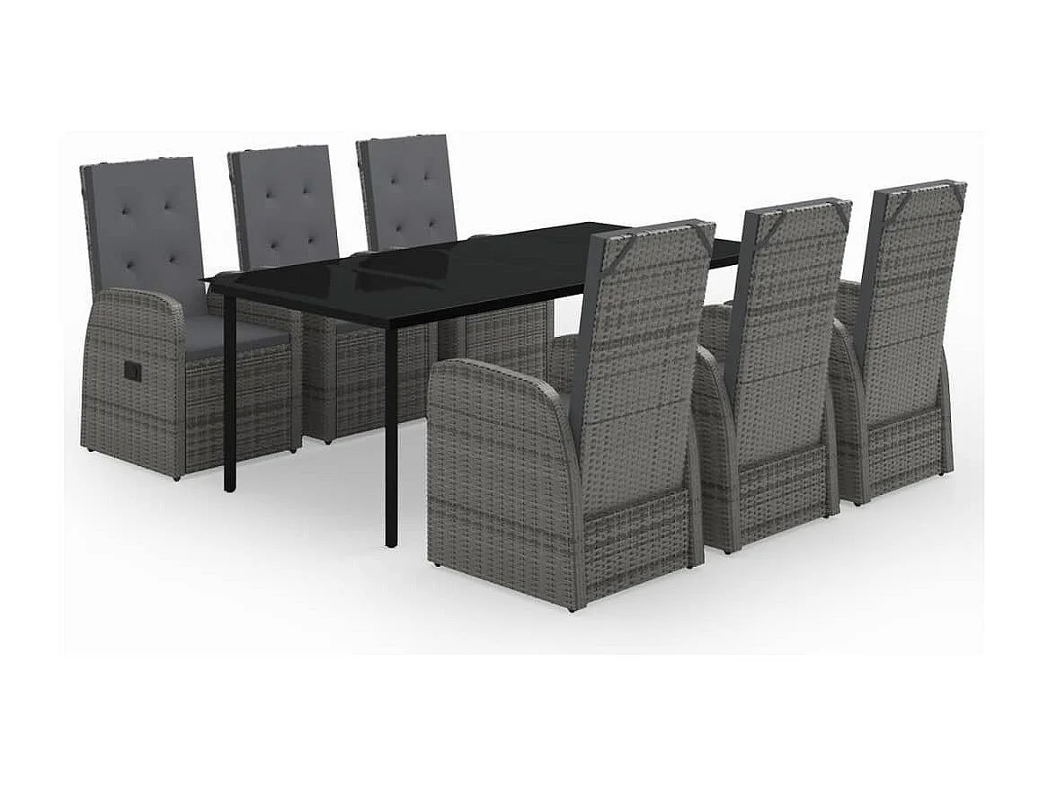 Batur 7-delige Tuinset met kussens grijs