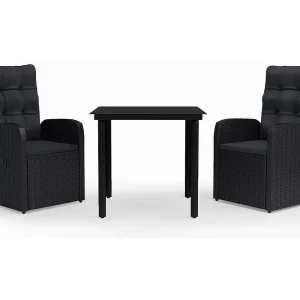 Batur 3-delige Tuinset met kussens zwart Batur 3-delige Tuinset met kussens zwart