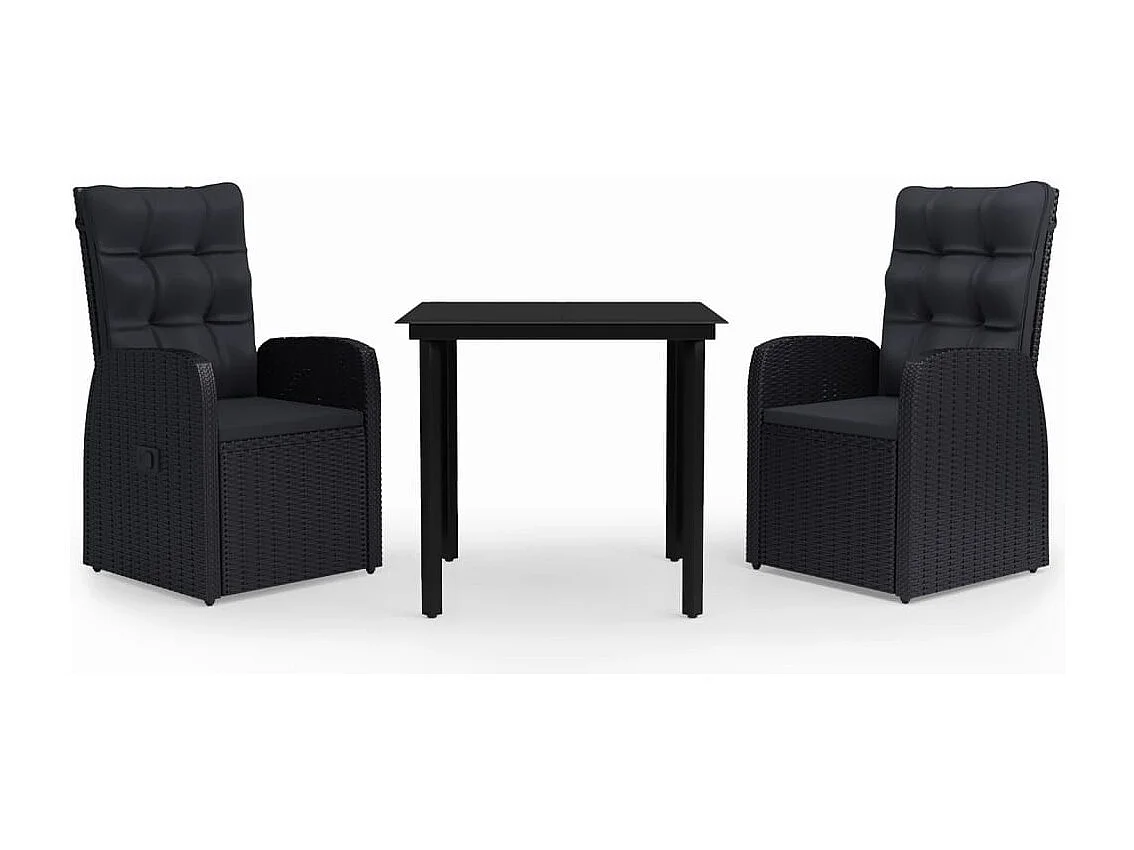Batur 3-delige Tuinset met kussens zwart