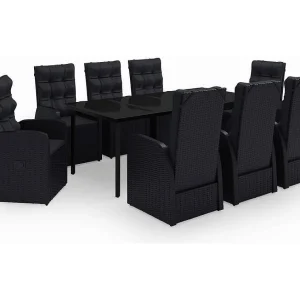 Batur 9-delige Tuinset met kussens zwart Batur 9-delige Tuinset met kussens zwart