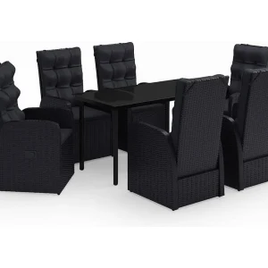 Batur 7-delige Tuinset met kussens zwart Batur 7-delige Tuinset met kussens zwart