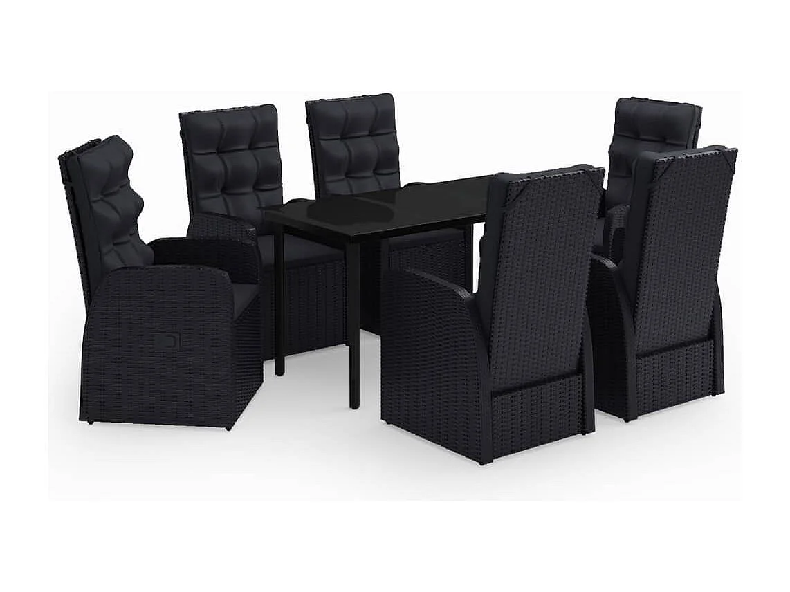 Batur 7-delige Tuinset met kussens zwart