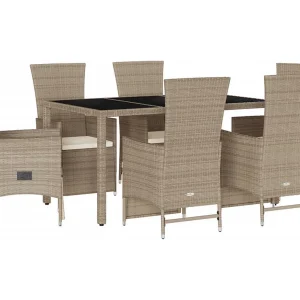 Barnesville 7-delige Tuinset met kussens poly rattan beige Barnesville 7-delige Tuinset met kussens poly rattan beige