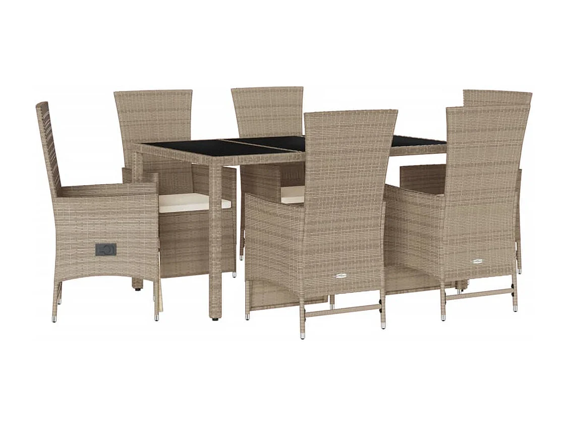 Barnesville 7-delige Tuinset met kussens poly rattan beige