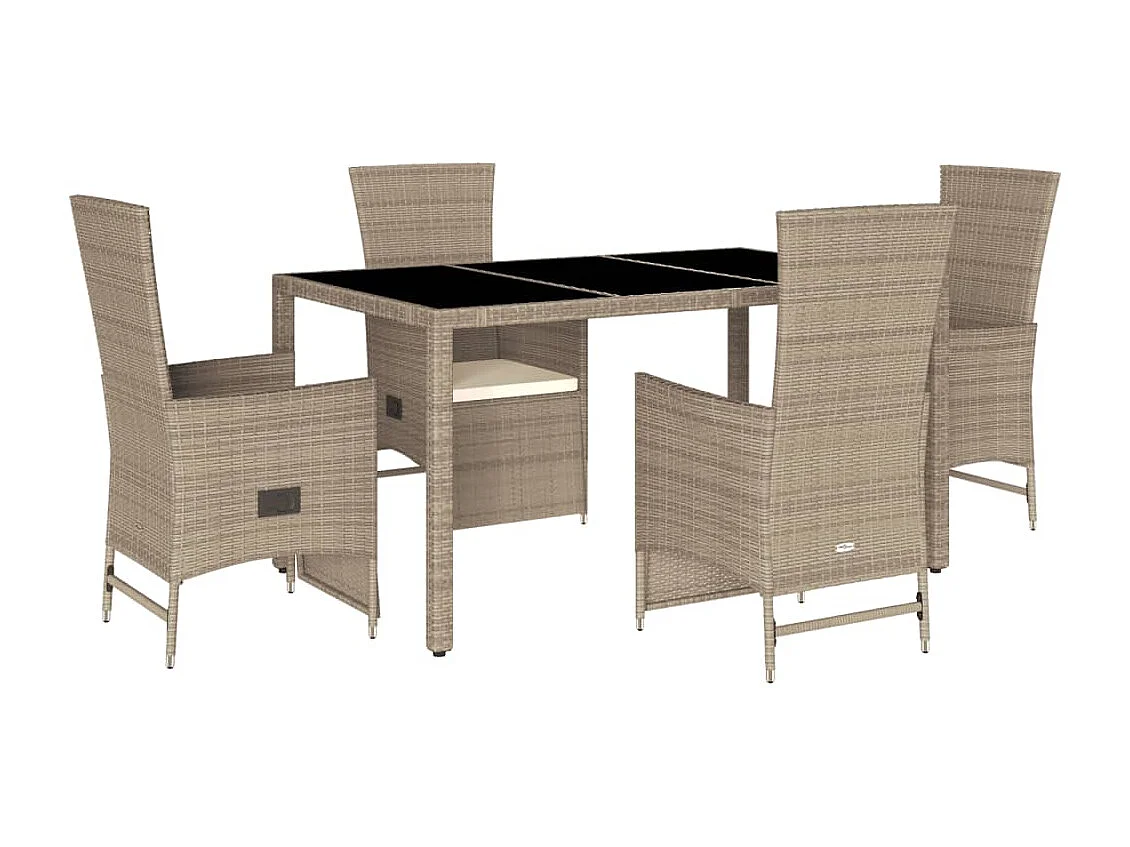 Barnesville 5-delige Tuinset met kussens poly rattan beige