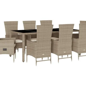 Barnesville 9-delige Tuinset met kussens poly rattan beige Barnesville 9-delige Tuinset met kussens poly rattan beige