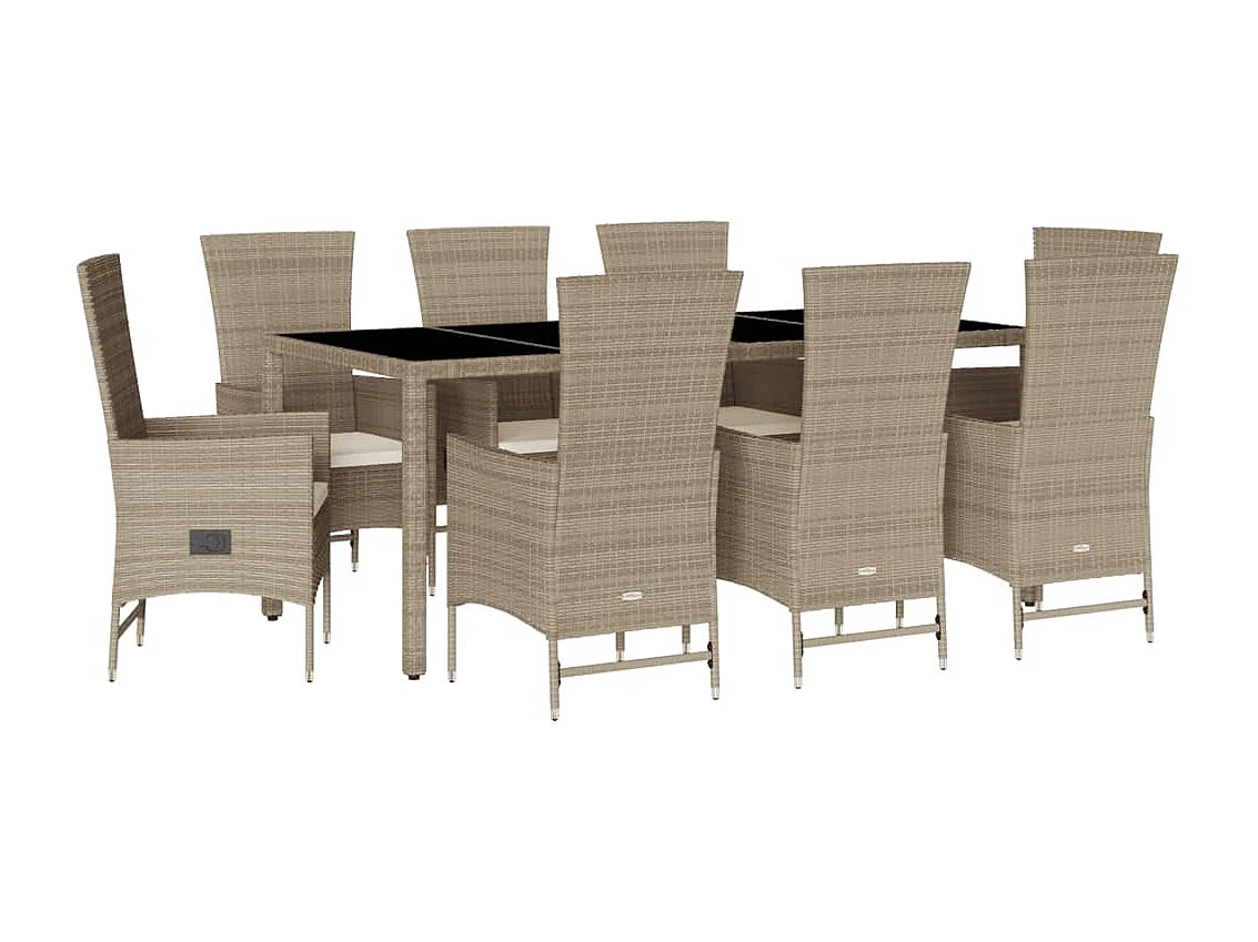 Barnesville 9-delige Tuinset met kussens poly rattan beige