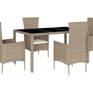 Barnesville 5-delige Tuinset met kussens poly rattan beige Barnesville 5-delige Tuinset met kussens poly rattan beige