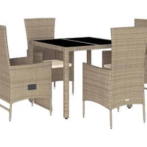 Barnesville 5-delige Tuinset met kussens poly rattan beige Barnesville 5-delige Tuinset met kussens poly rattan beige