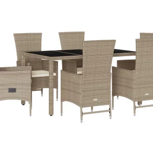 Barnesville 7-delige Tuinset met kussens poly rattan beige Barnesville 7-delige Tuinset met kussens poly rattan beige