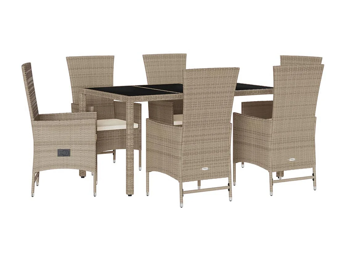 Barnesville 7-delige Tuinset met kussens poly rattan beige