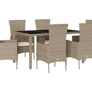 Barnesville 7-delige Tuinset met kussens poly rattan beige Barnesville 7-delige Tuinset met kussens poly rattan beige