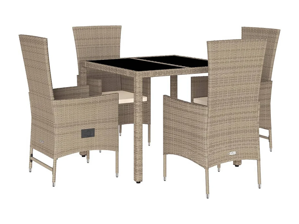 Barnesville 5-delige Tuinset met kussens poly rattan beige