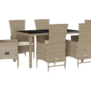 Barnesville 7-delige Tuinset met kussens poly rattan beige Barnesville 7-delige Tuinset met kussens poly rattan beige