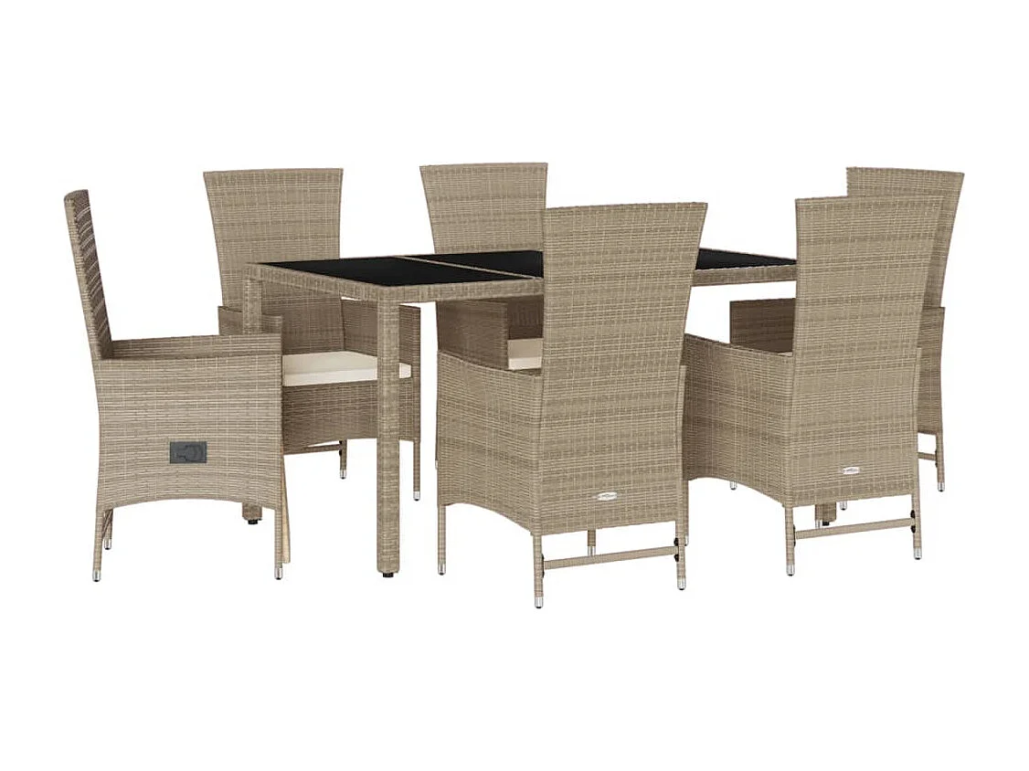 Barnesville 7-delige Tuinset met kussens poly rattan beige