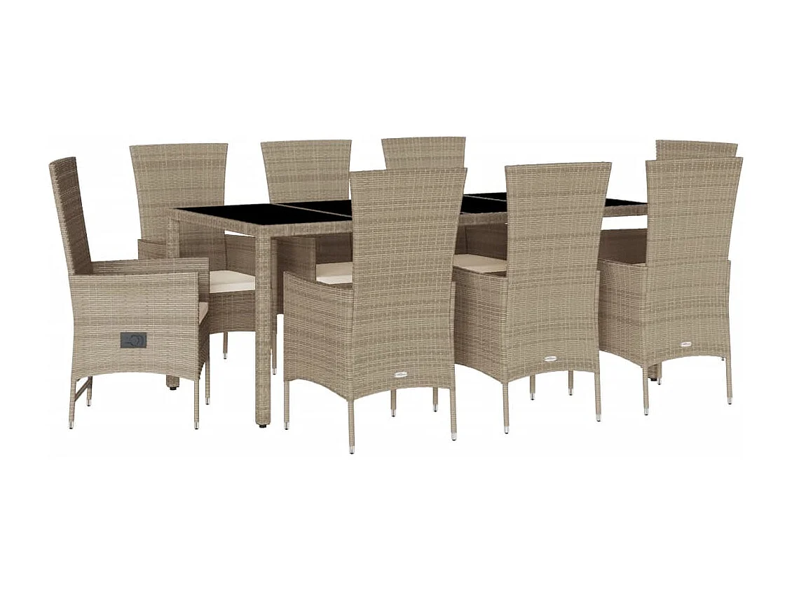 Barnesville 9-delige Tuinset met kussens poly rattan beige