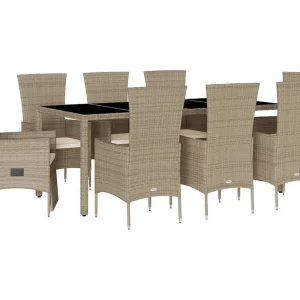 Barnesville 9-delige Tuinset met kussens poly rattan beige Barnesville 9-delige Tuinset met kussens poly rattan beige