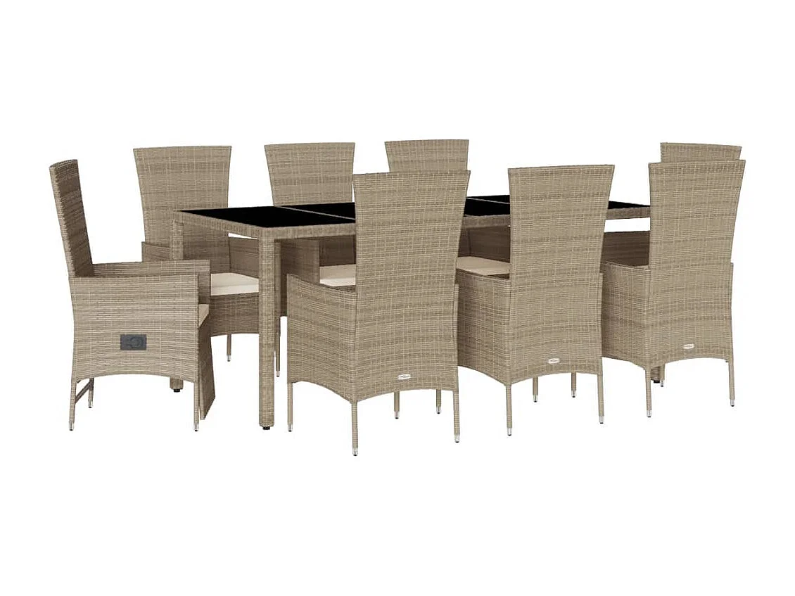 Barnesville 9-delige Tuinset met kussens poly rattan beige