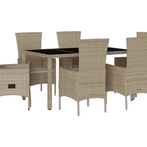 Barnesville 7-delige Tuinset met kussens poly rattan beige Barnesville 7-delige Tuinset met kussens poly rattan beige