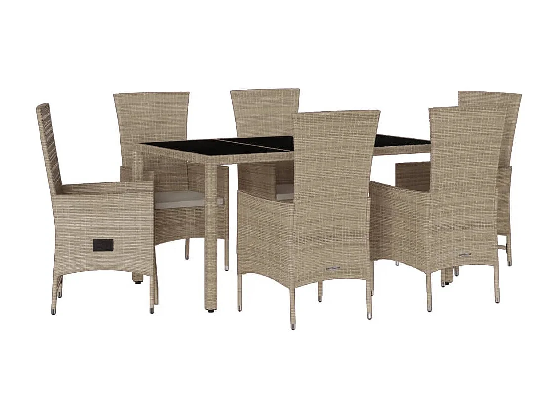 Barnesville 7-delige Tuinset met kussens poly rattan beige