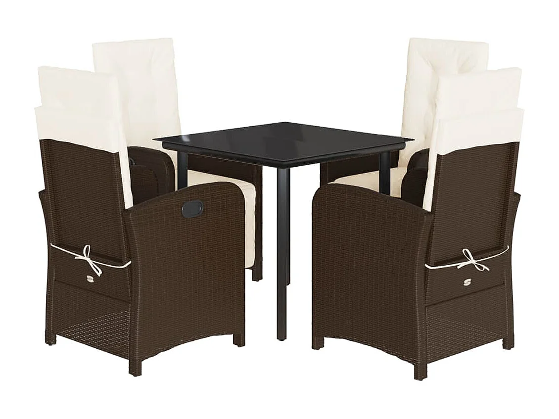 Birchwood 5-delige Tuinset met kussens poly rattan bruin