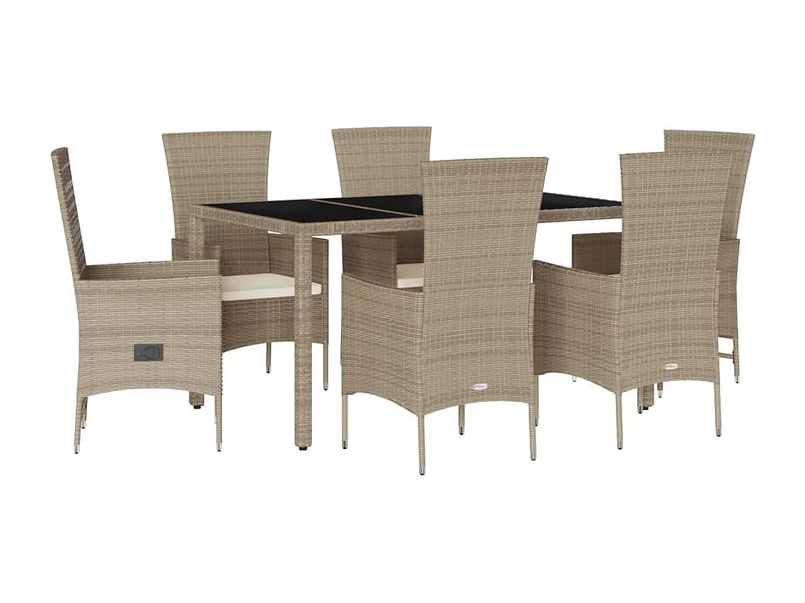 Barnesville 7-delige Tuinset met kussens poly rattan beige