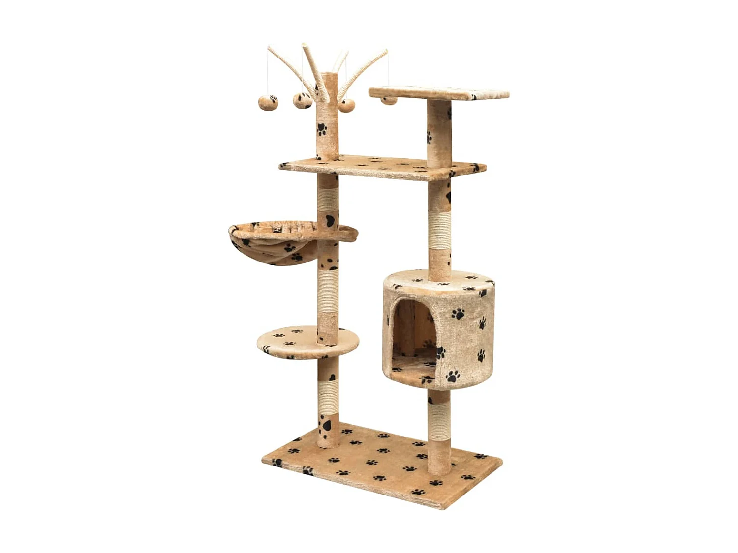 Bellmead Kattenkrabpaal met sisal krabpalen 125 cm pootafdrukken beige